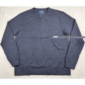 Merino Wool Sweater Men's XL Blue V Neck Fairlane Soft Pullover Golf Travel